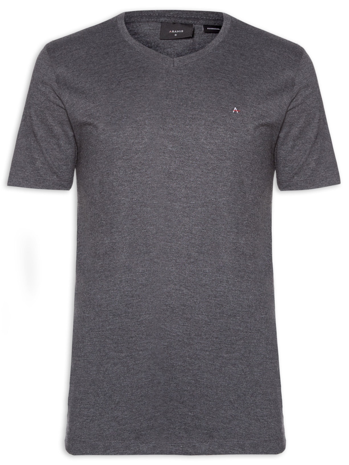 Camiseta Masculina Básica Gola V Em Algodão - Cinza