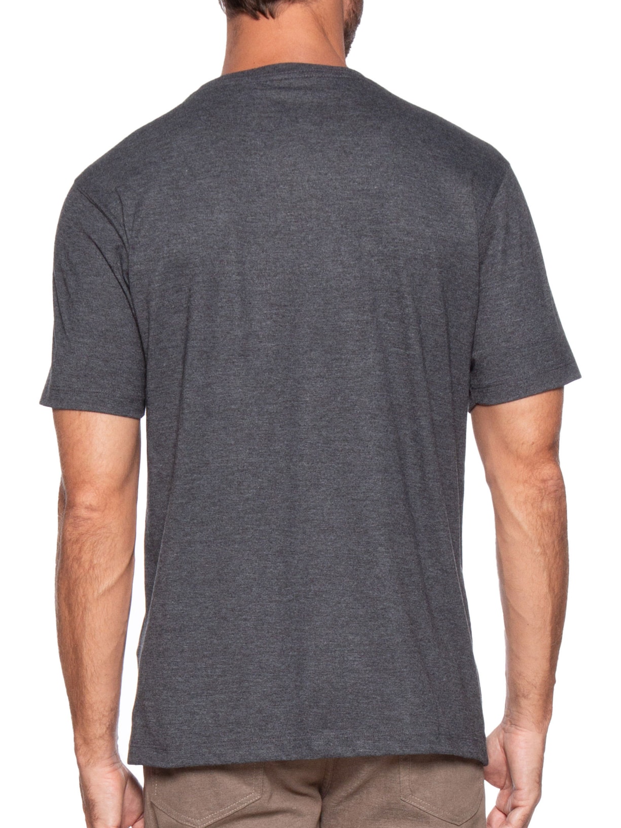 Camiseta Masculina Básica Gola V Em Algodão Cinza Aramis