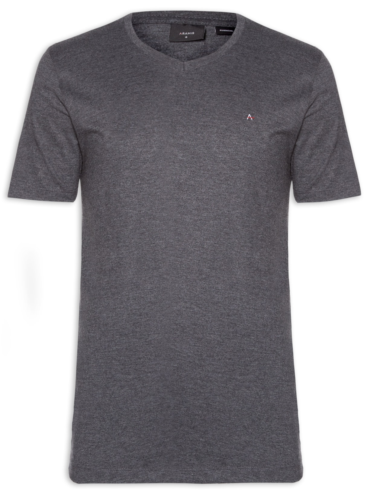 Camiseta Masculina Básica Gola V Em Algodão - Cinza