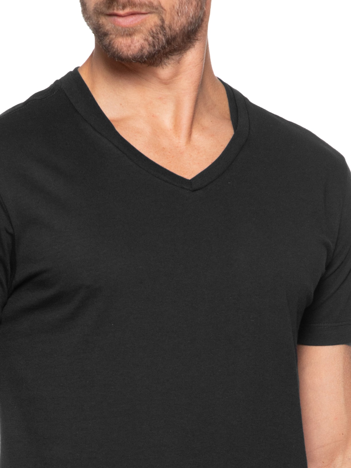 Camiseta Masculina Básica Gola V Em Algodão Preto Sergio K