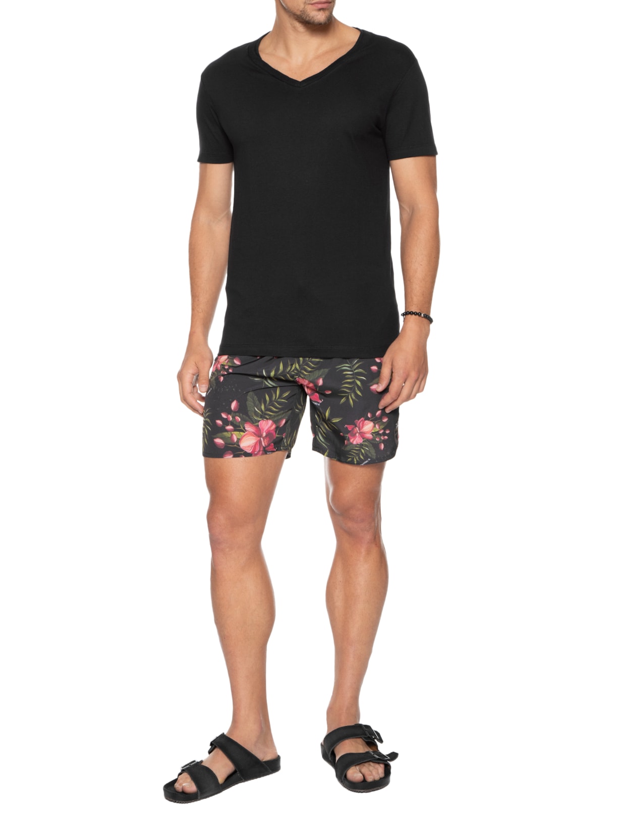 Camiseta Masculina Basica Gola V Preto Sergio K