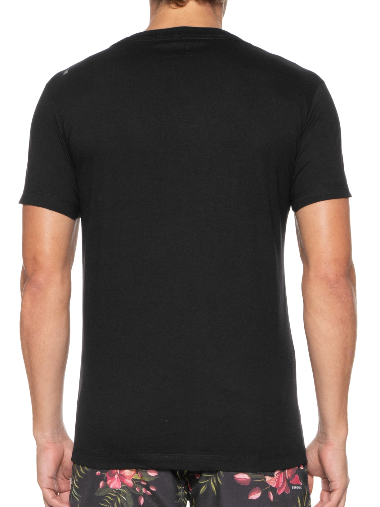 Camiseta Masculina Basica Gola V Preto Sergio K