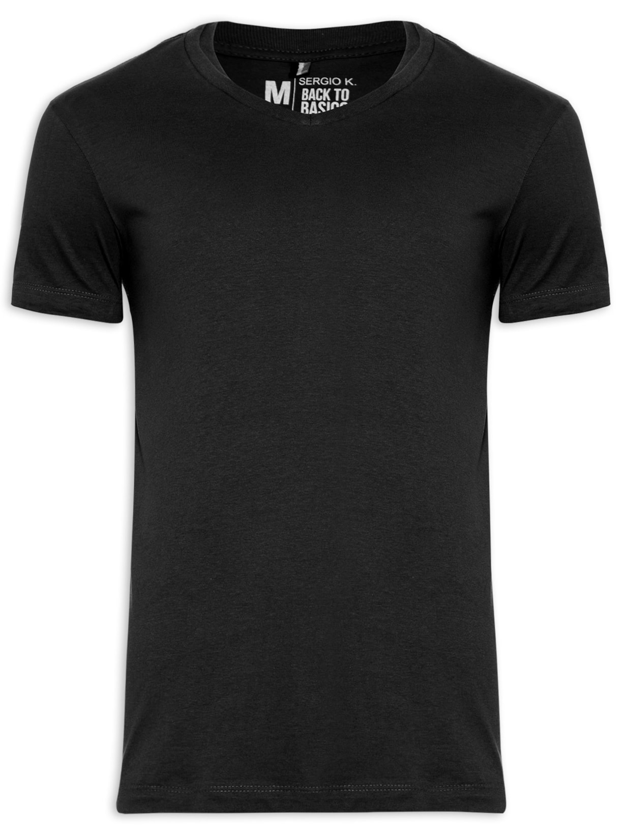 Camiseta Masculina Basica Gola V Preto Sergio K