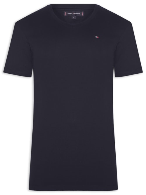 Camiseta Masculina Básica Gola V Regular Fit Em Algodão - Azul