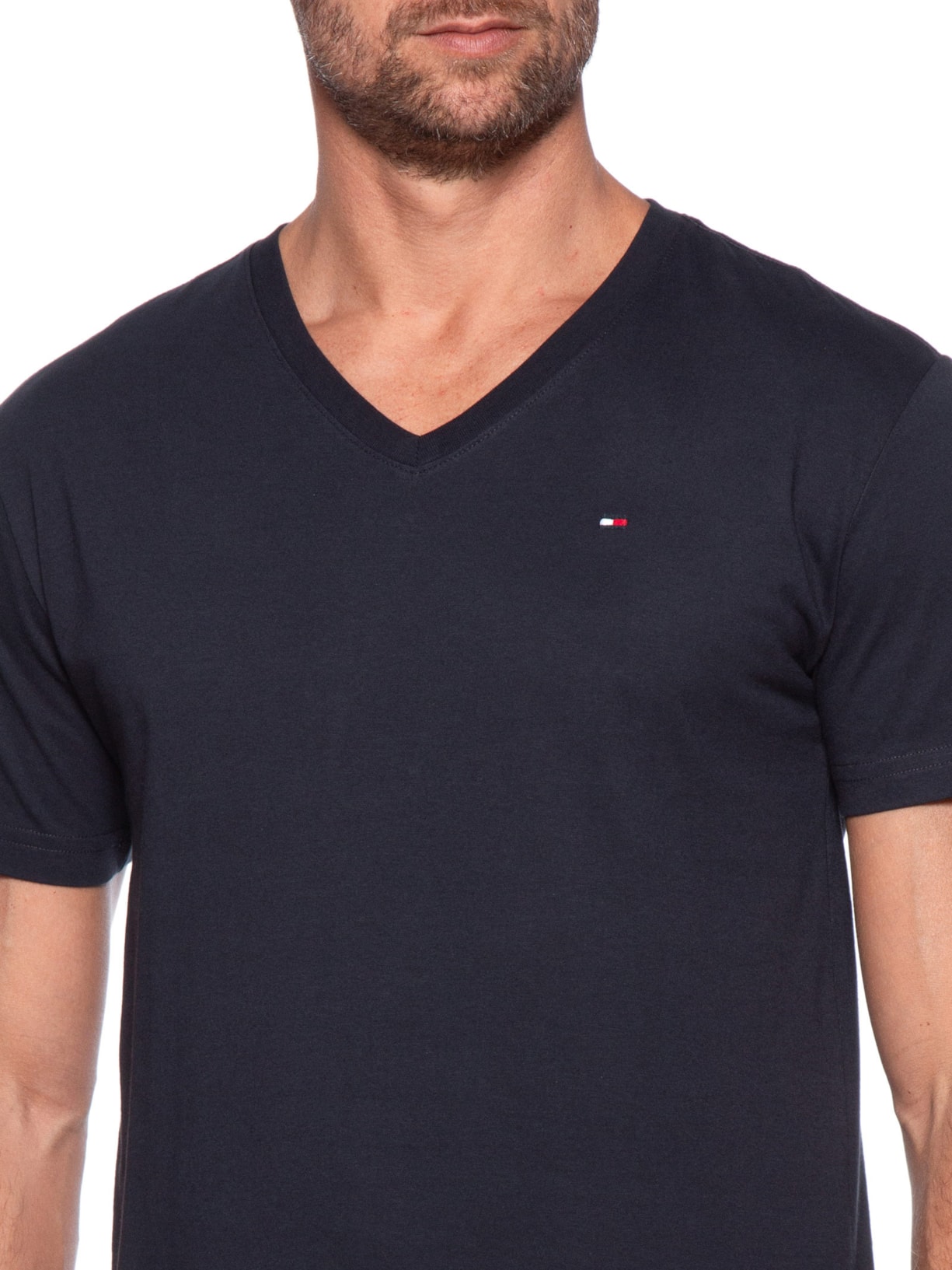 Tommy Hilfiger Camiseta Masculina Básica Gola V Regular Fit Em