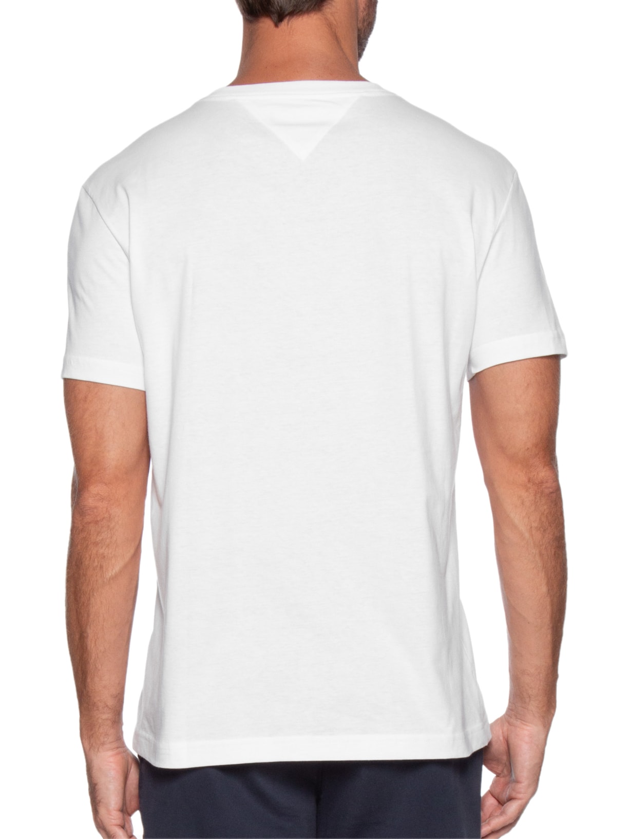 Camiseta Masculina Básica Gola V Regular Fit Em Algodão Branco Tommy Hilfiger