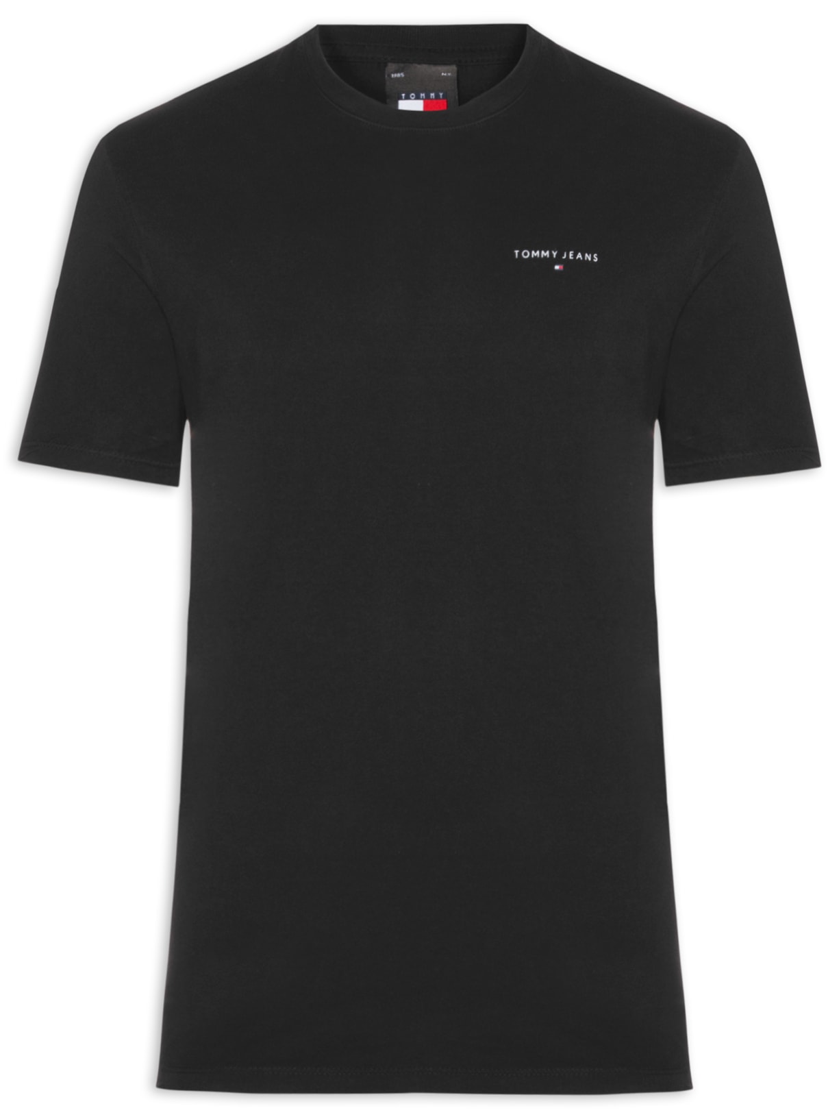 Camiseta Masculina Básica Linear Logo Regular Fit Em Algodão - Preto