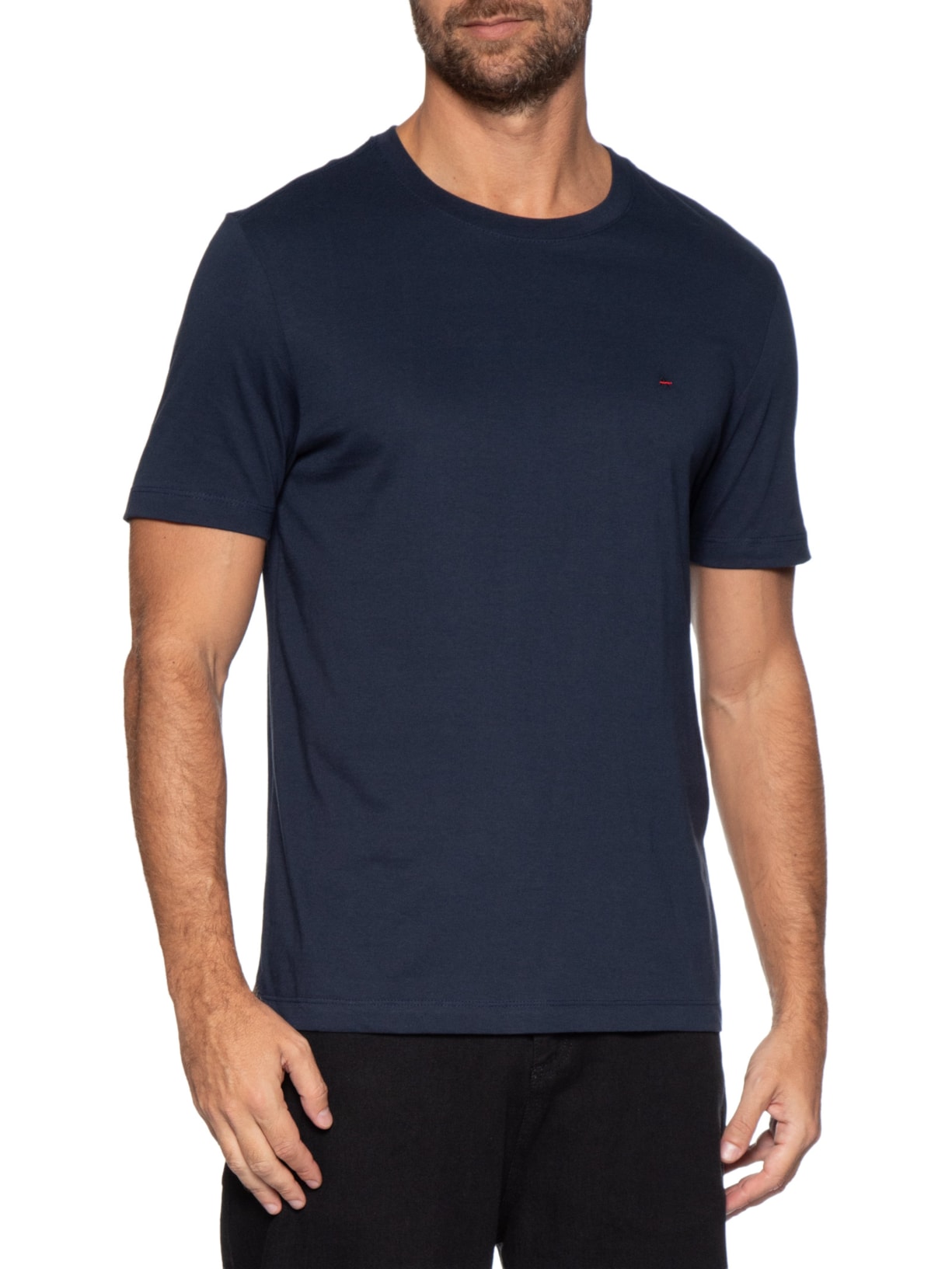 Camiseta Masculina Básica Manga Curta Azul Aramis