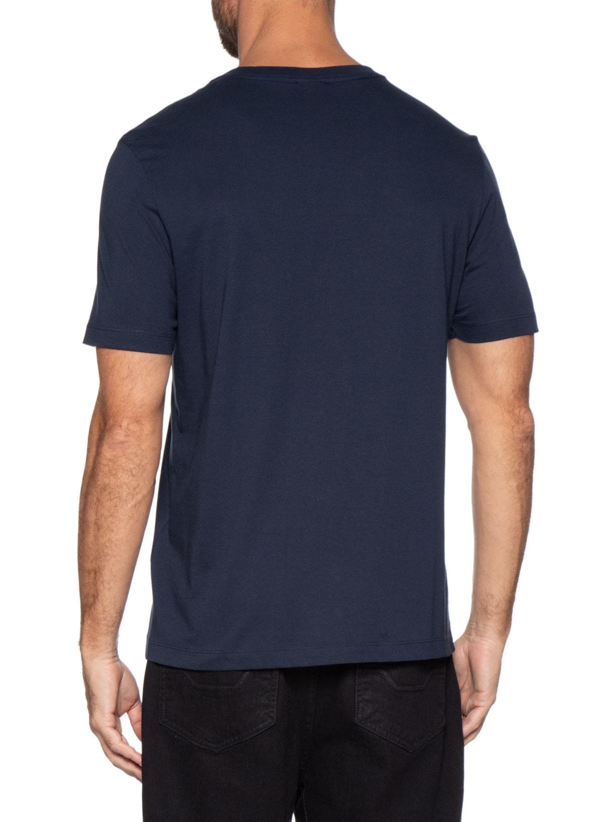 Camiseta Masculina Básica Manga Curta Azul Aramis