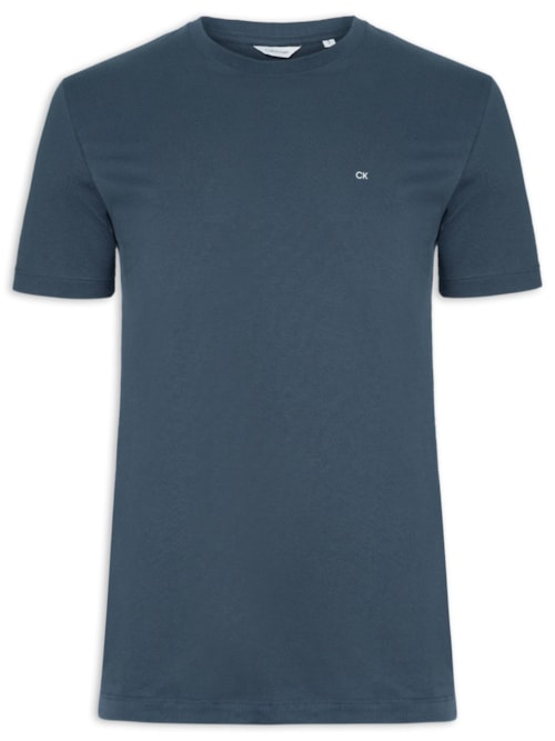 Camiseta Masculina Básica Meia Malha - Azul