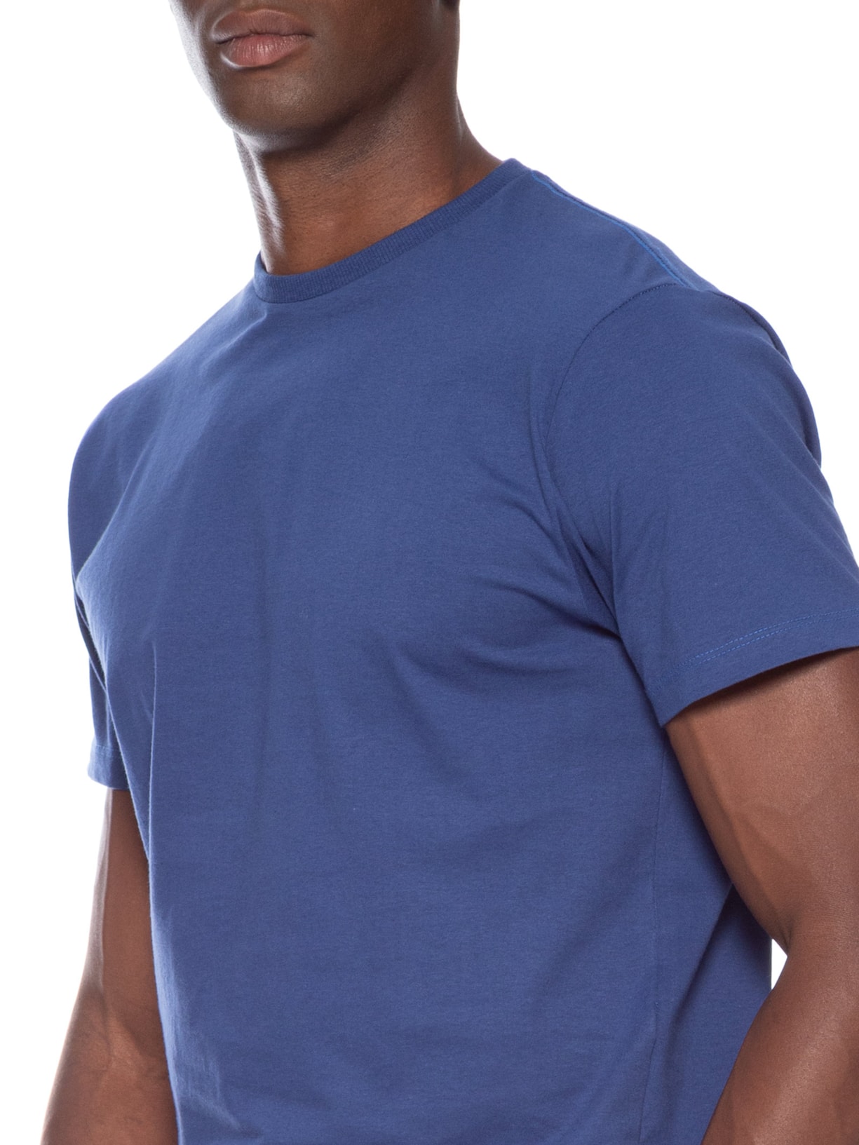 Camiseta Masculina Básica Modelo Slim Azul Basiq Men