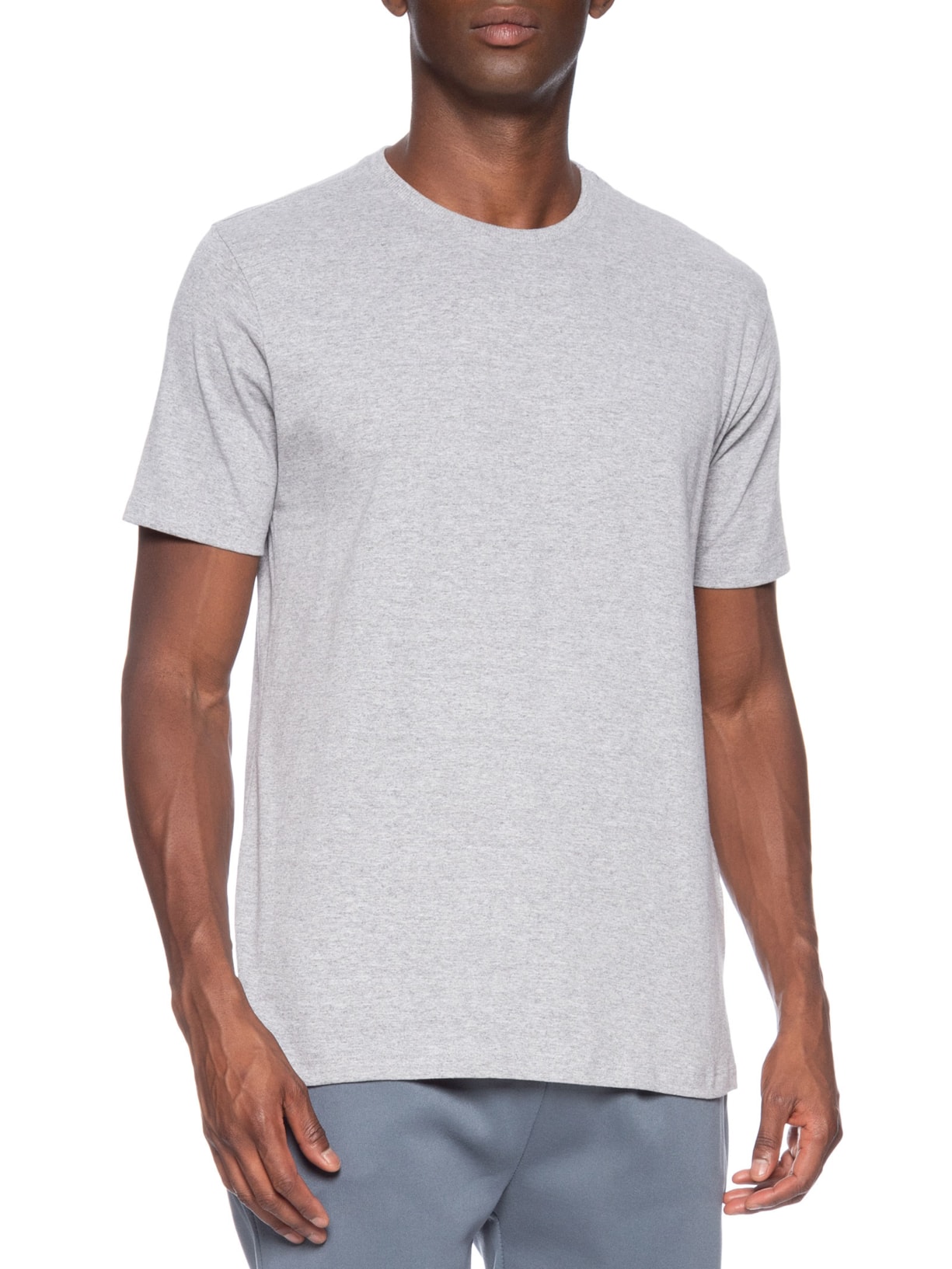 Camiseta Masculina Básica Modelo Slim Cinza Basiq Men
