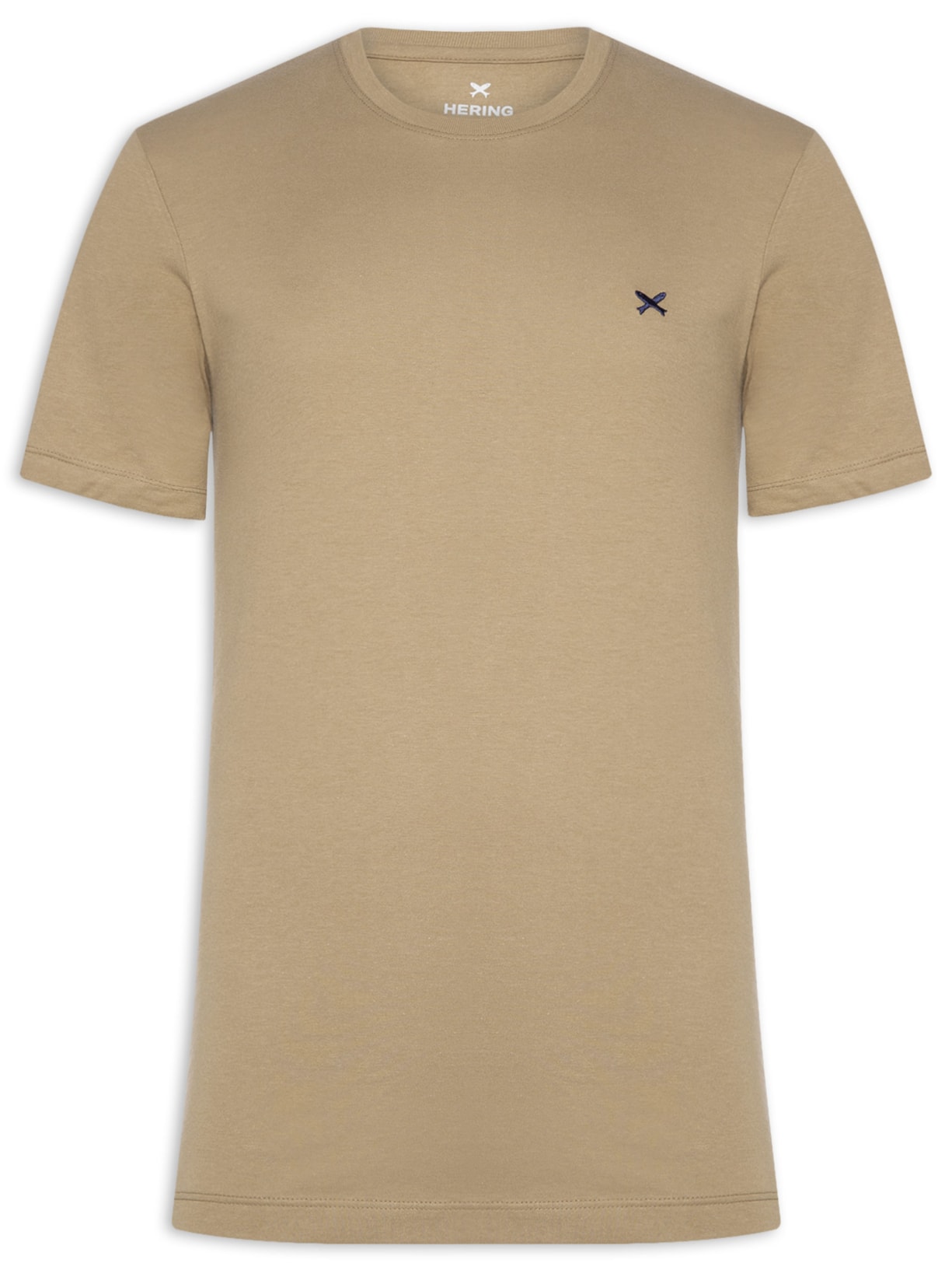 Camiseta Masculina Básica Peixe Bordado - Bege