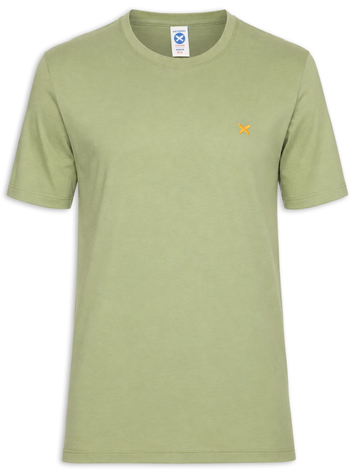 Camiseta Masculina Básica Peixe Bordado Verde Hering