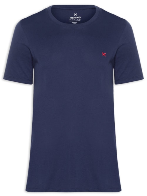 Camiseta Masculina Básica Peixe Bordado World - Azul