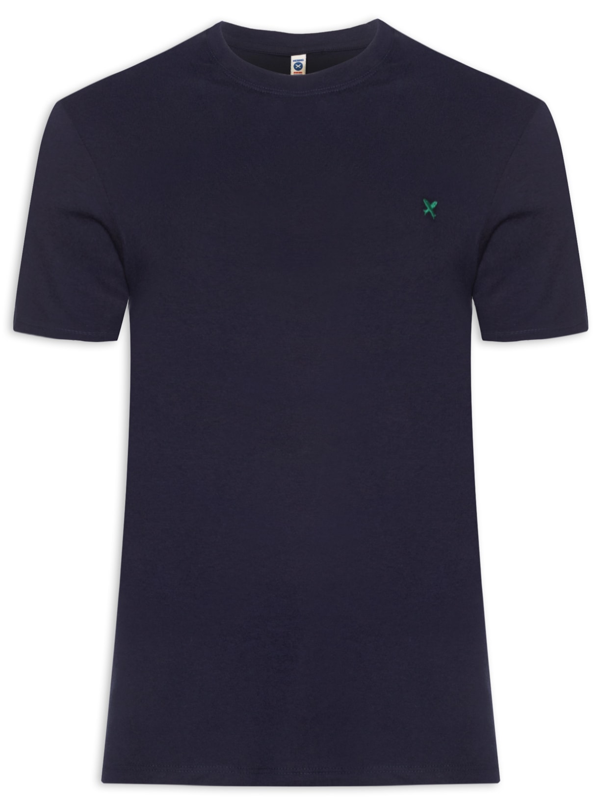 Camiseta Masculina Básica Peixe Bordado World Azul Hering
