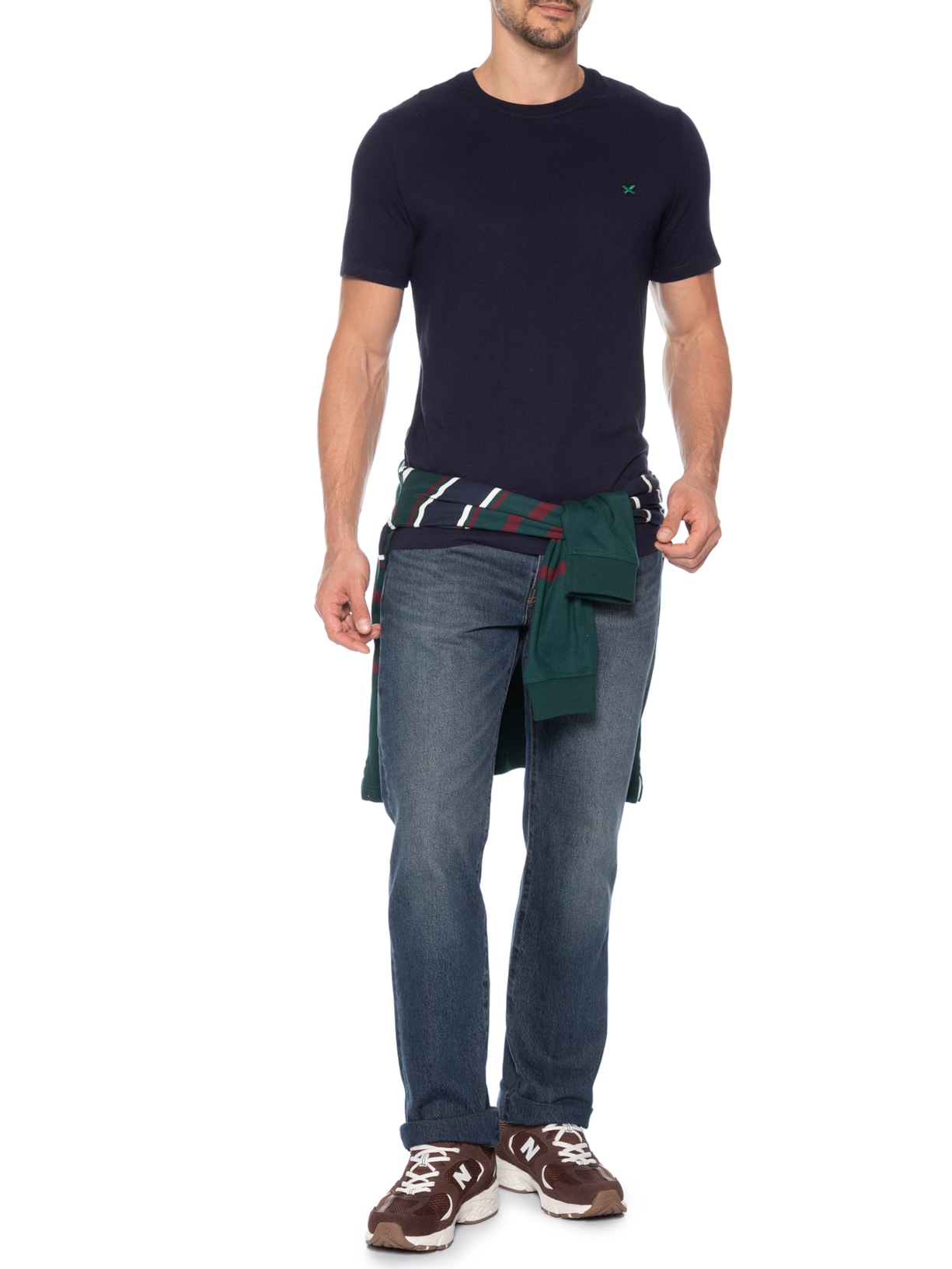 Camiseta Masculina Básica Peixe Bordado World Azul Hering