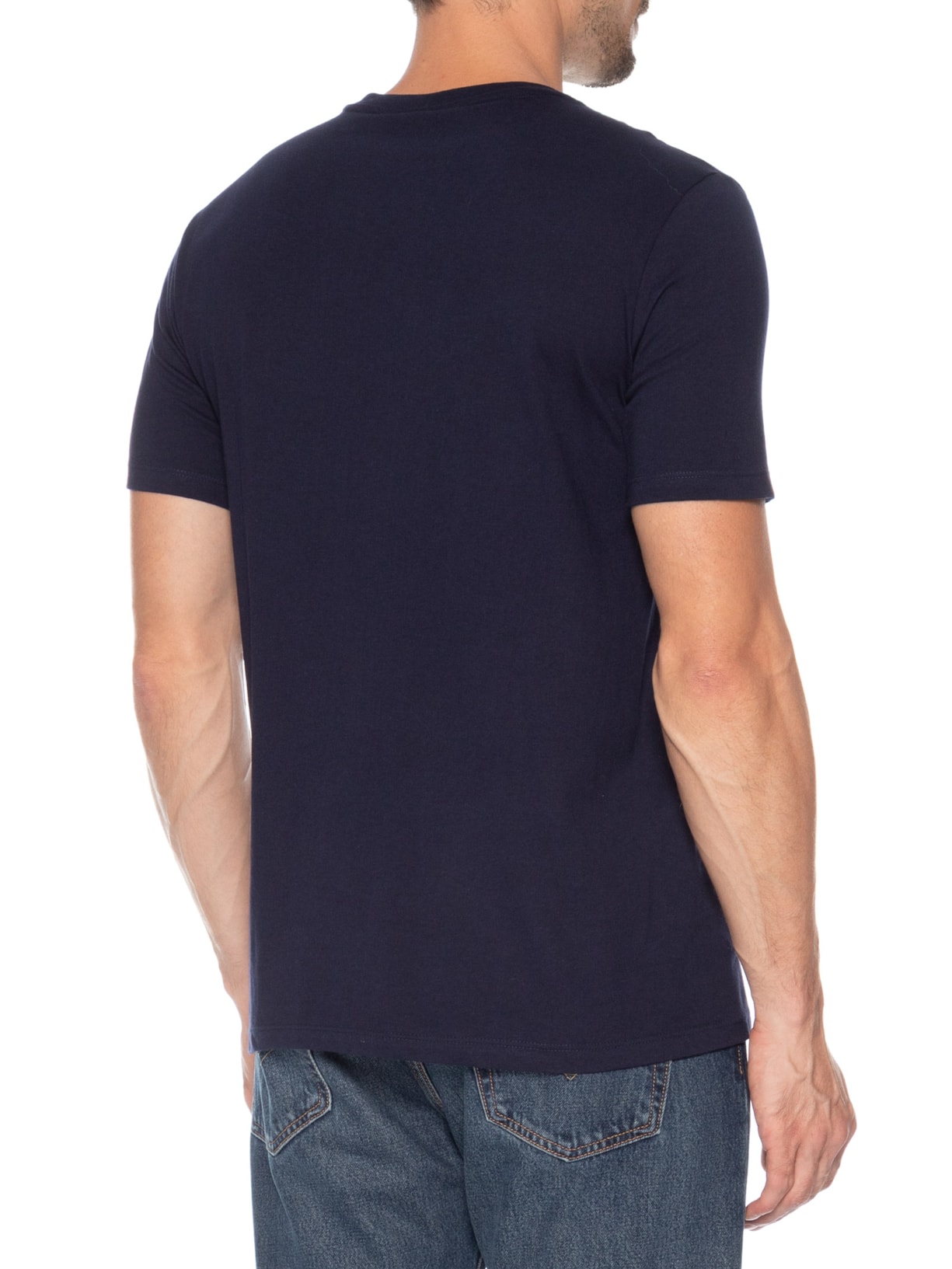 Camiseta Masculina Básica Peixe Bordado World Azul Hering