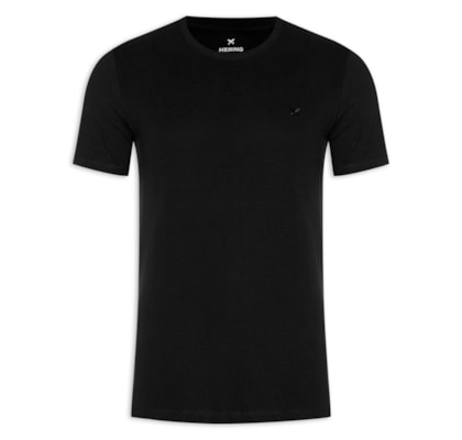Camiseta Masculina Básica Peixe Bordado World - Preto