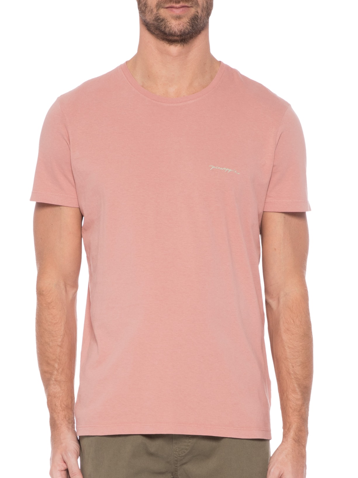 Camiseta Masculina Básica Pine Rosa Pineapple