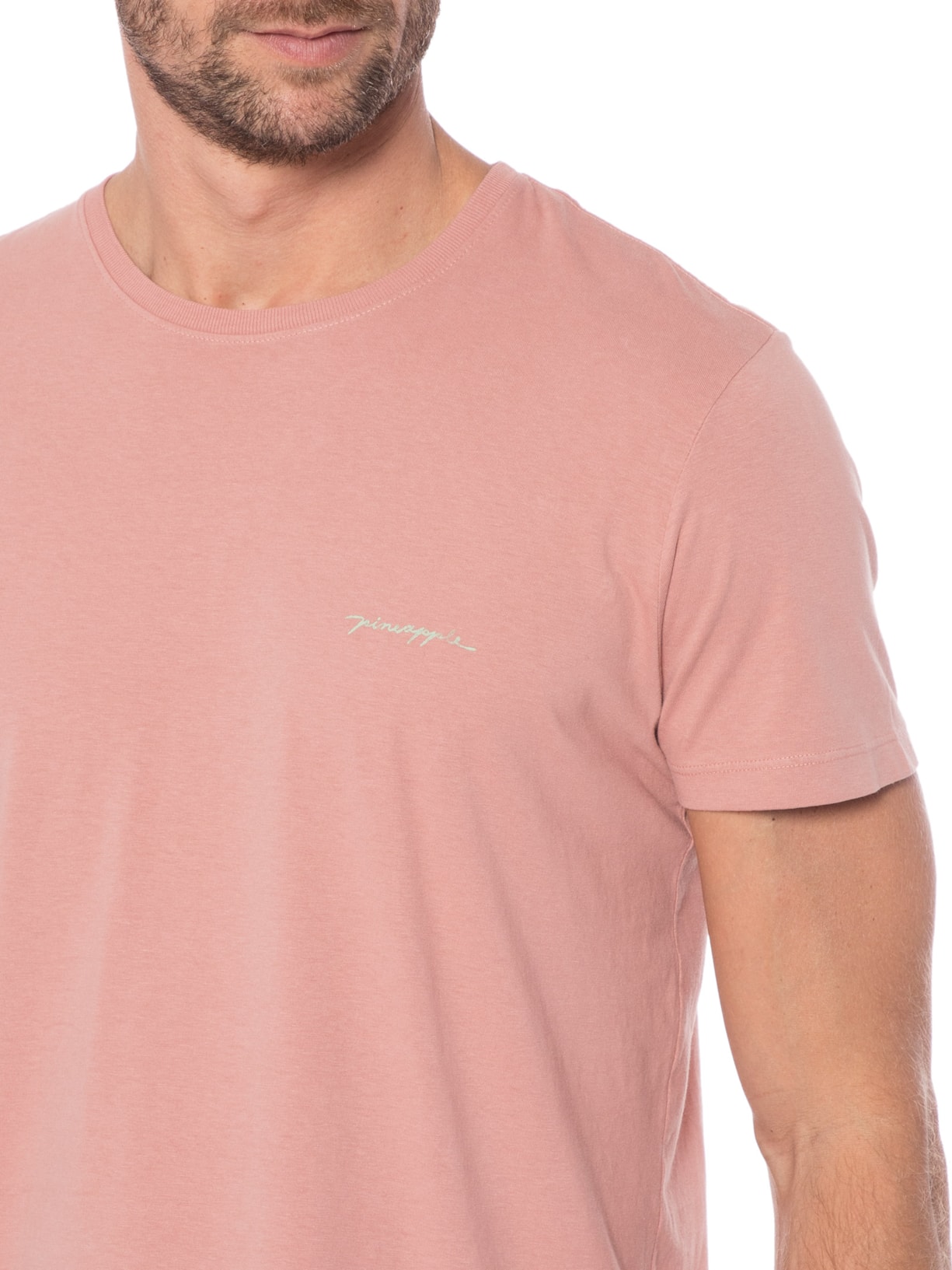 Camiseta Masculina Básica Pine Rosa Pineapple