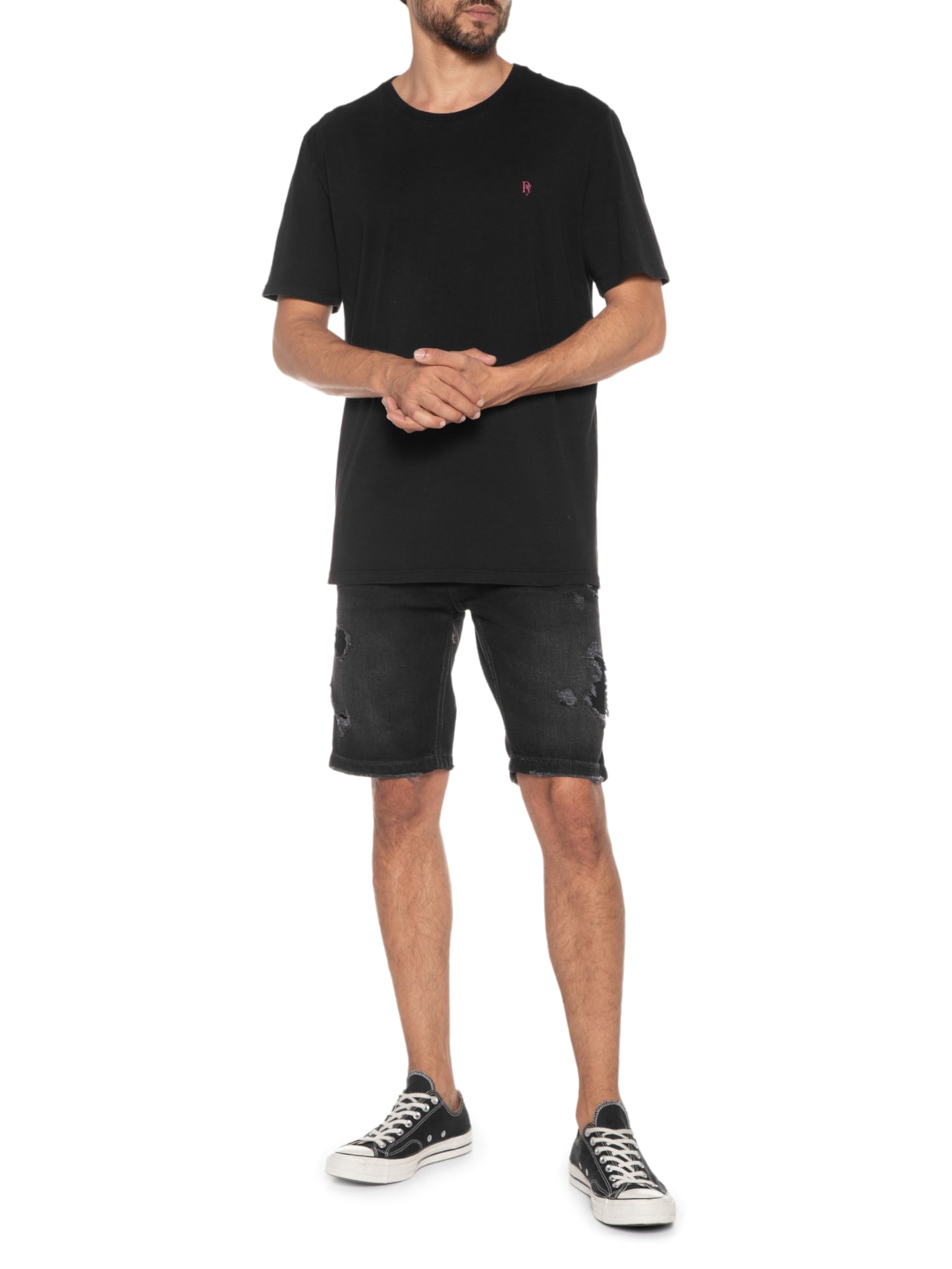 Camiseta Masculina Básica Preto Purple Yellow