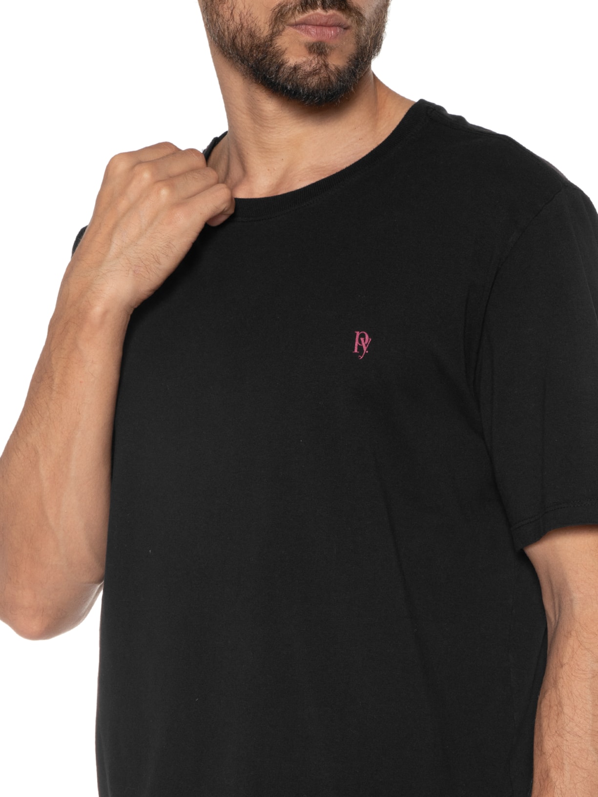 Camiseta Masculina Básica Preto Purple Yellow