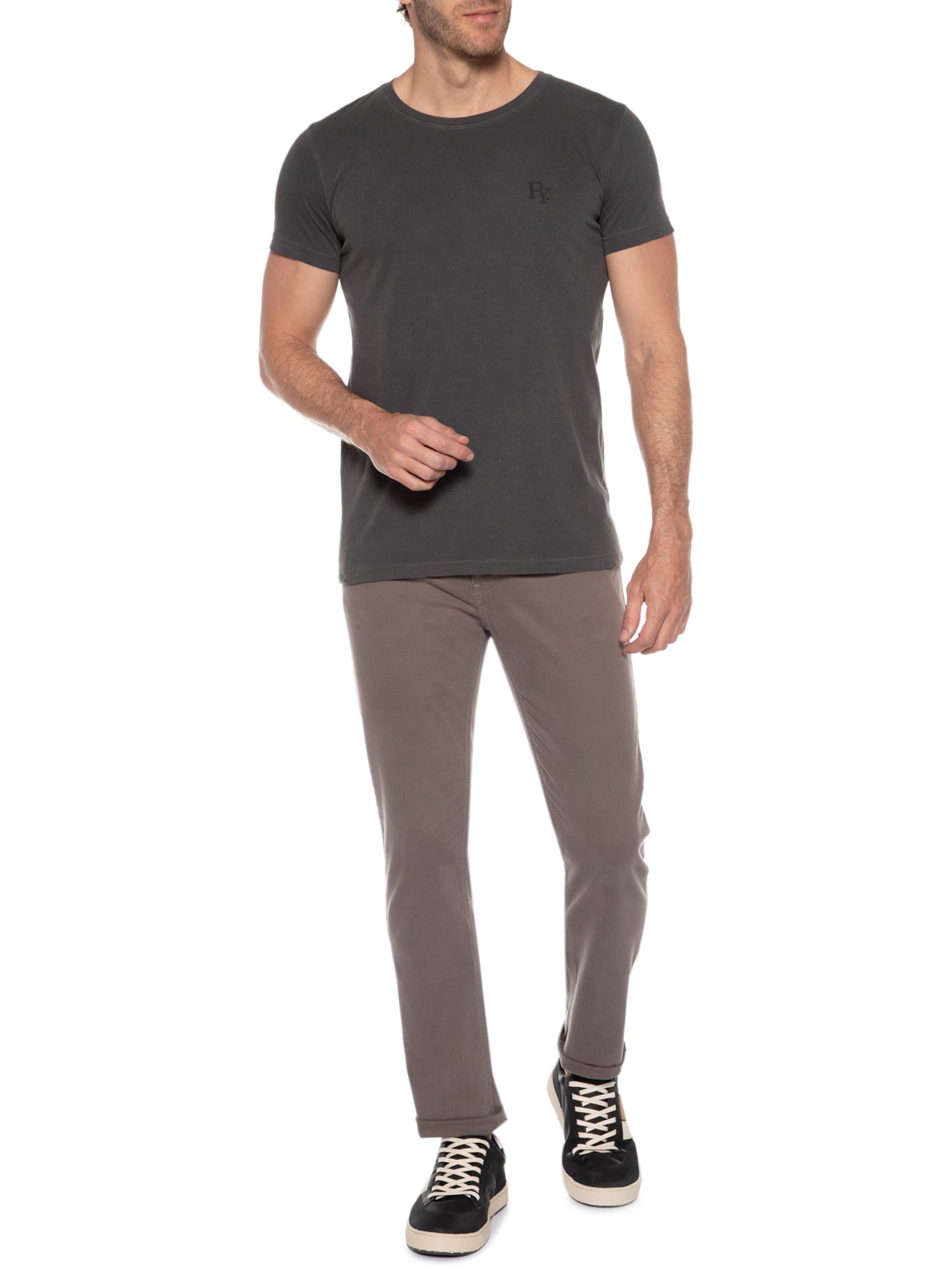 Camiseta Masculina Básica Py Cinza Purple Yellow