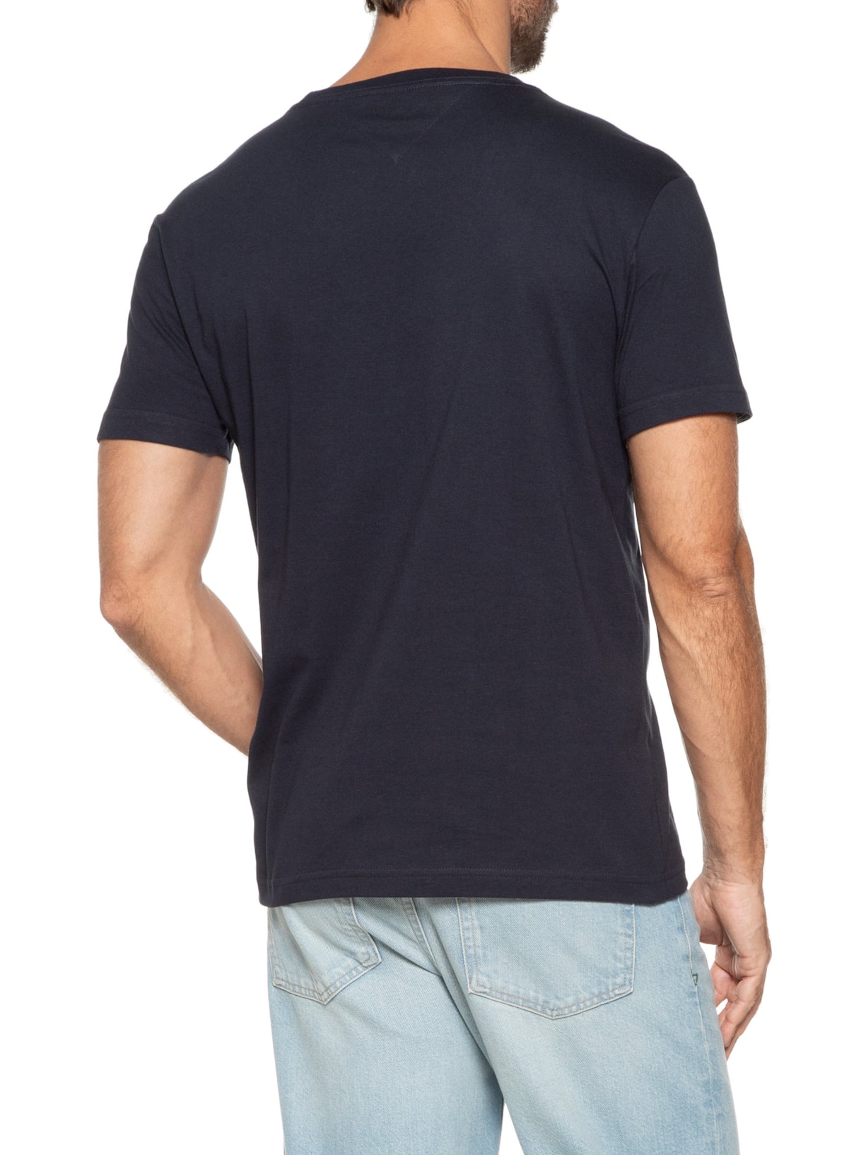 Camiseta Masculina Básica Regular Fit Em Algodão Azul Tommy Hilfiger