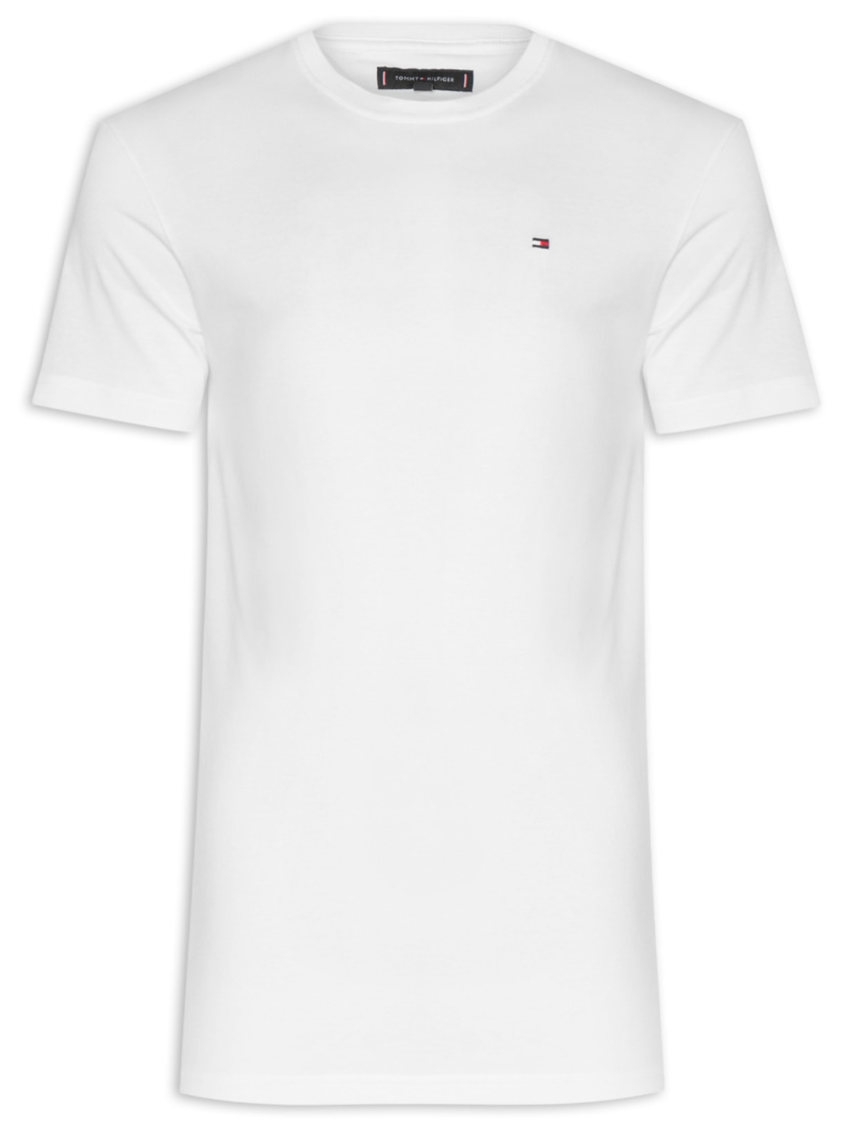 Camiseta Masculina Básica Regular Fit Em Algodão Branco Tommy Hilfiger