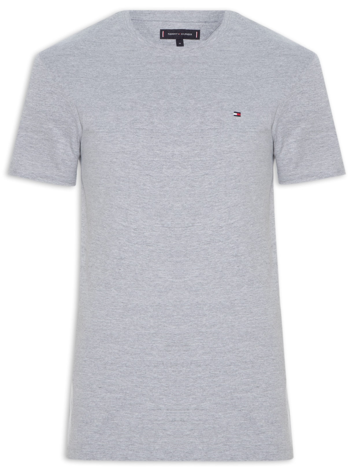 Camiseta Masculina Básica Regular Fit Em Algodão Cinza Tommy Hilfiger
