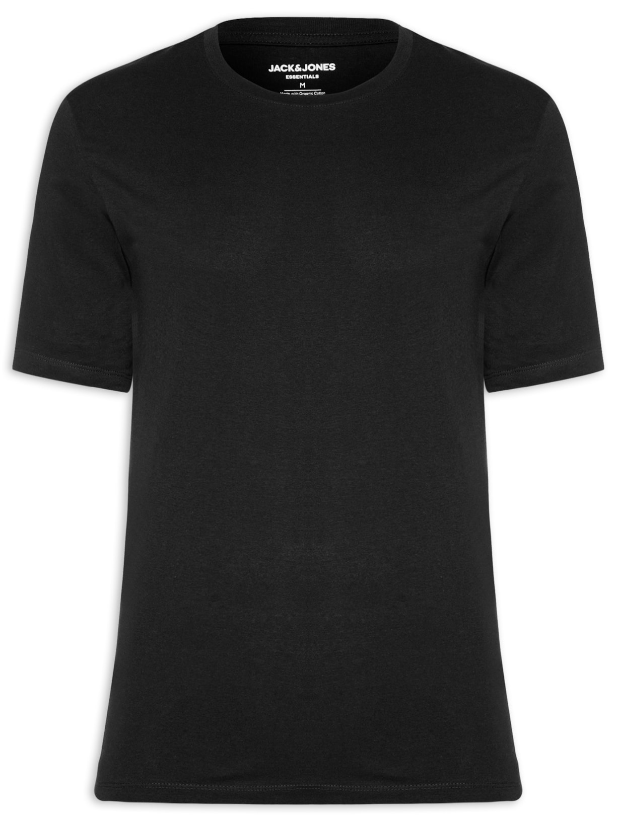 Camiseta Masculina Básica Regular Fit Em Algodão Orgânico Preto Jack & Jones
