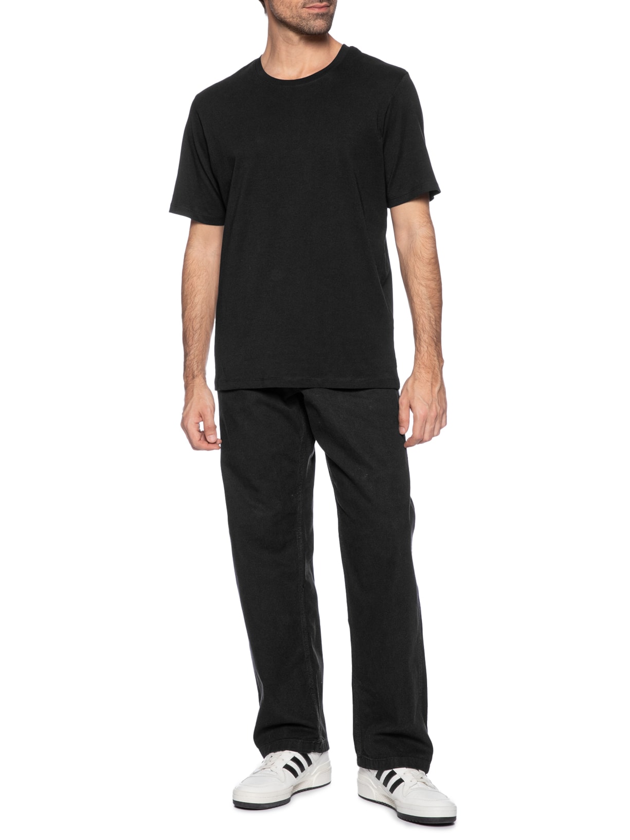 Camiseta Masculina Básica Regular Fit Em Algodão Orgânico Preto Jack & Jones