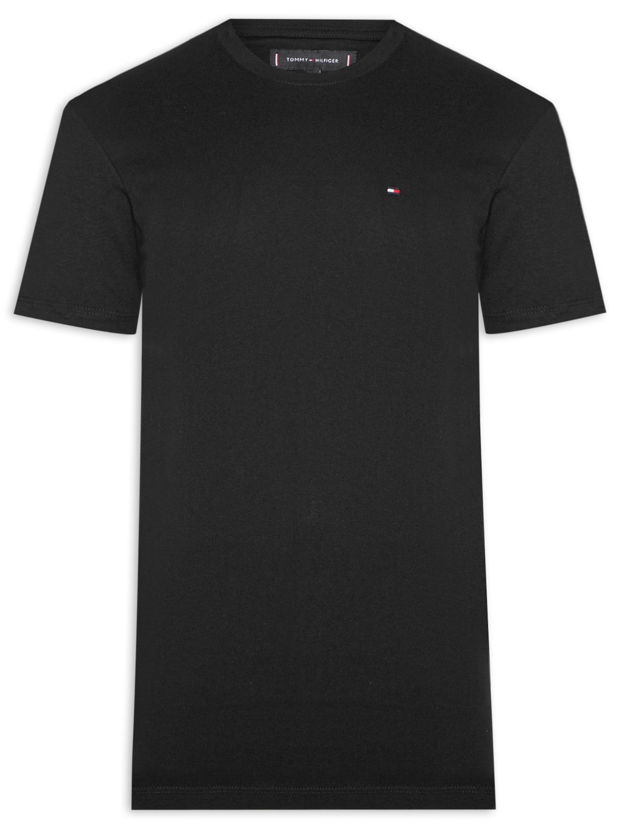 Camiseta Masculina Básica Regular Fit Em Algodão Preto Tommy Hilfiger