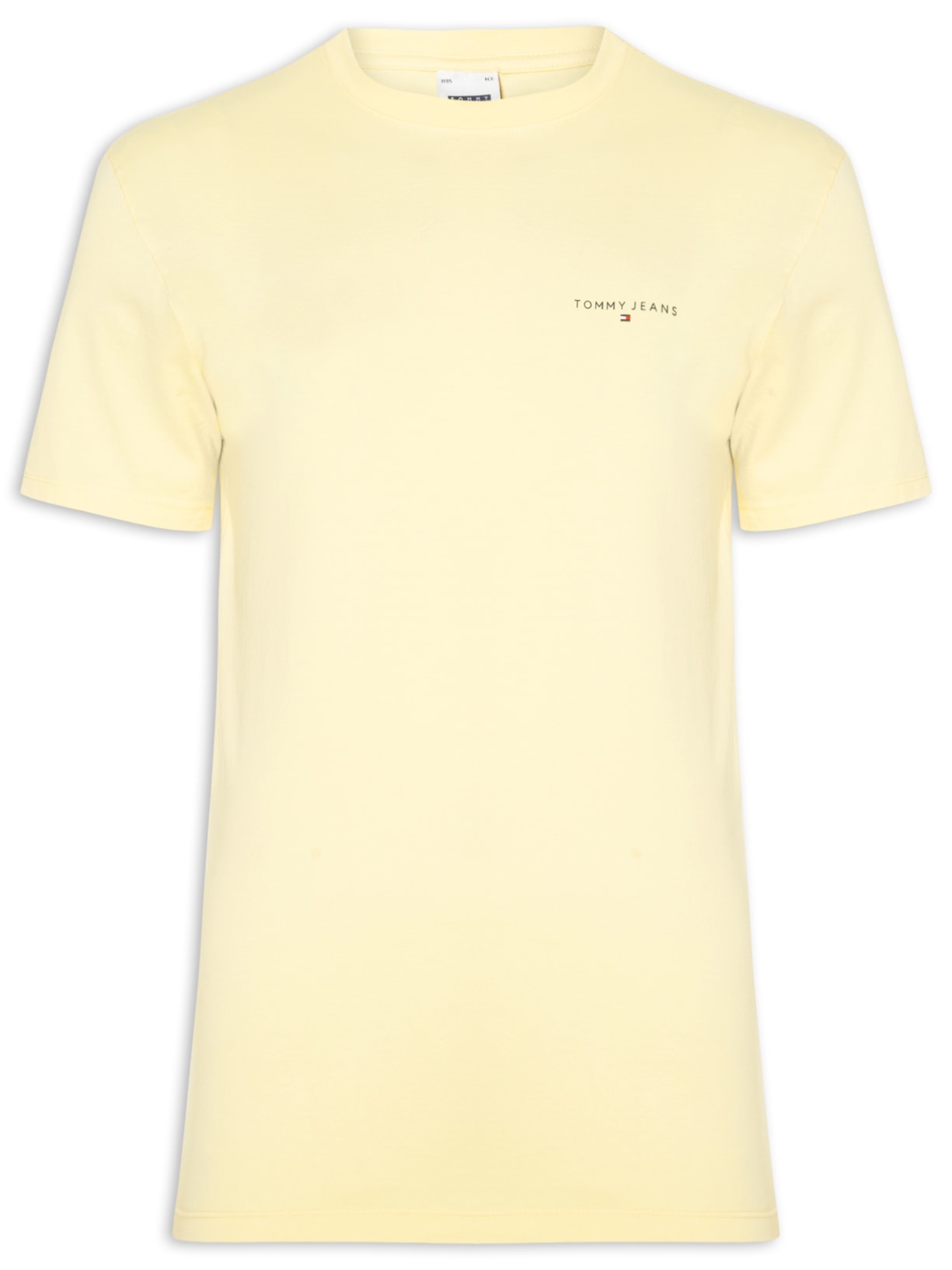 Camiseta Masculina Básica Regular Fit Linear Chest Em Algodão Amarelo Tommy Jeans