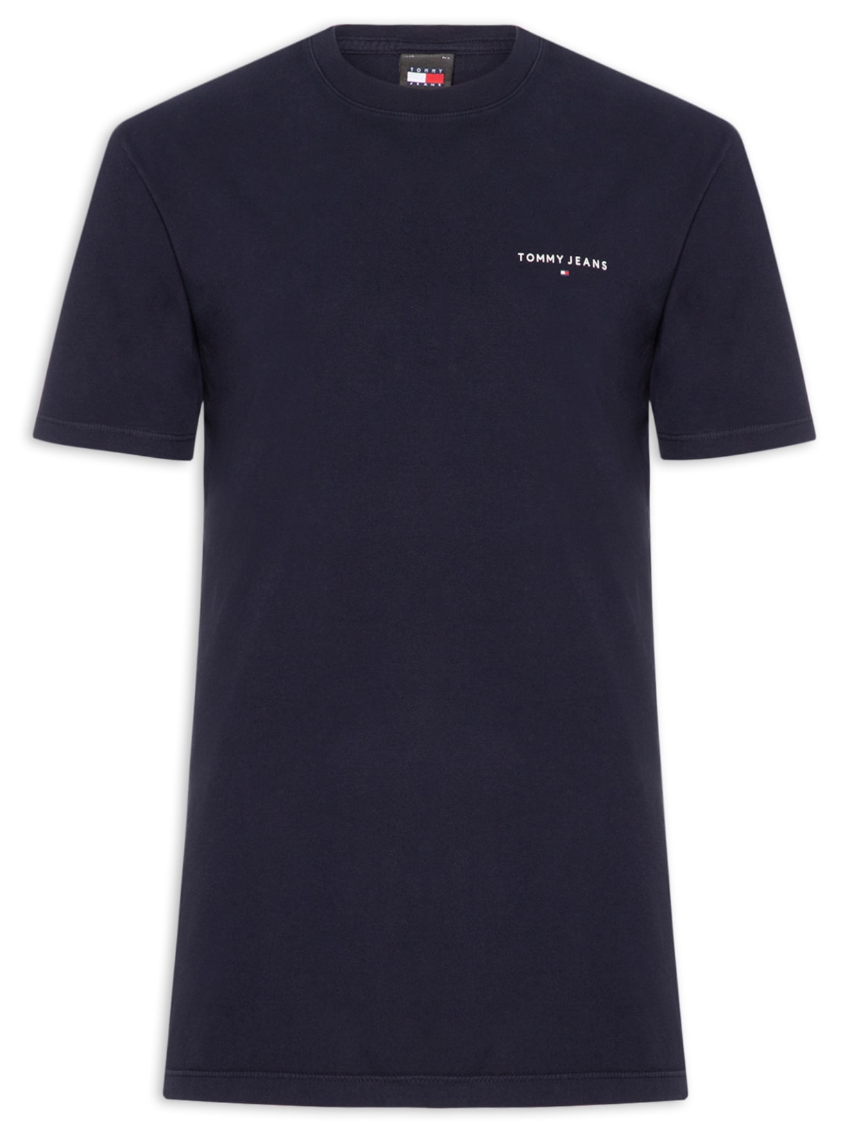 Camiseta Masculina Básica Regular Fit Linear Chest Em Algodão Azul Tommy Jeans