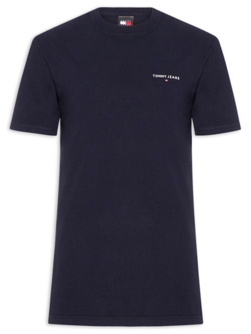 Camiseta Masculina Básica Regular Fit Linear Chest Em Algodão - Azul