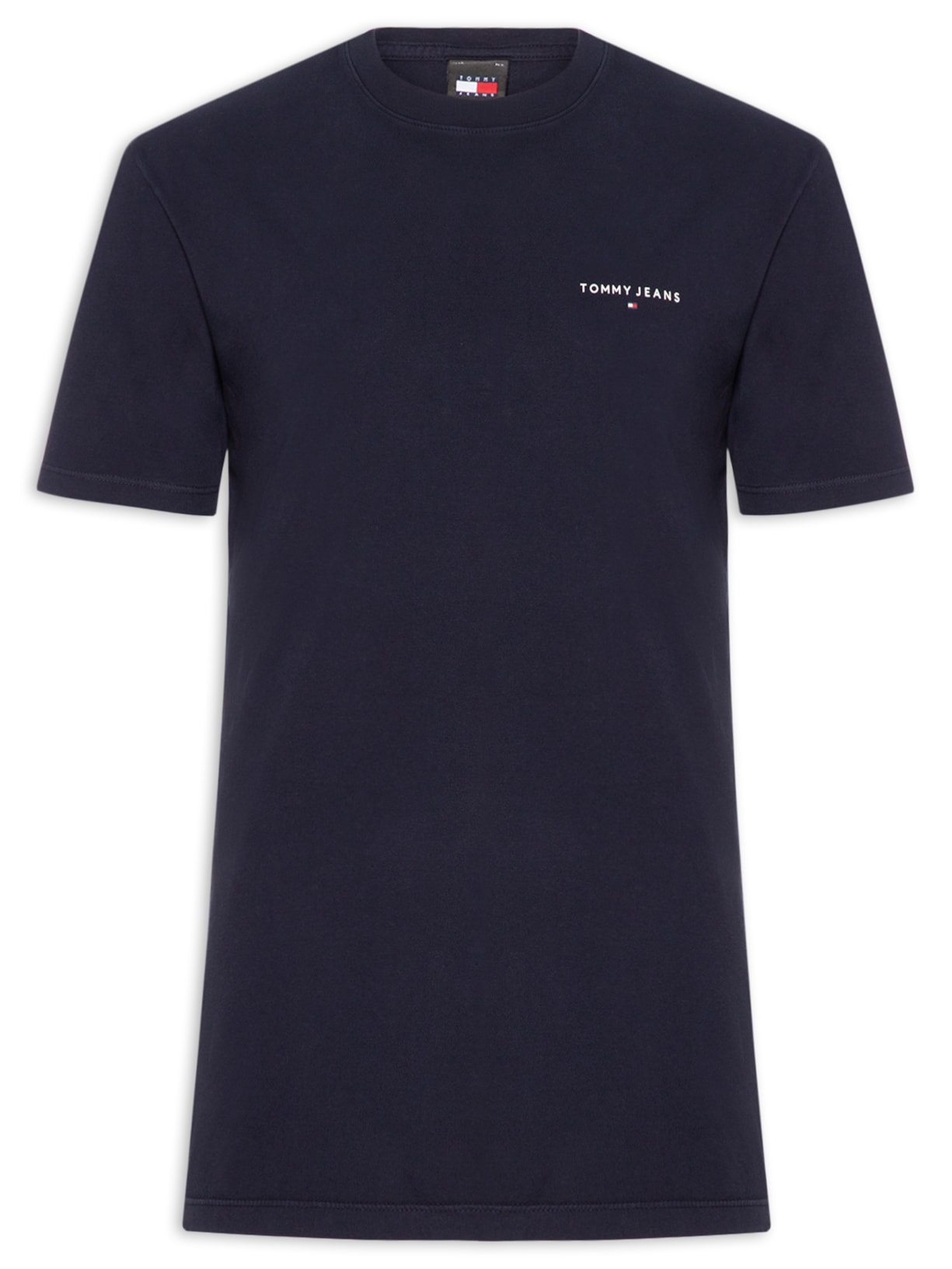 Camiseta Masculina Básica Regular Fit Linear Chest Em Algodão Azul Tommy Jeans