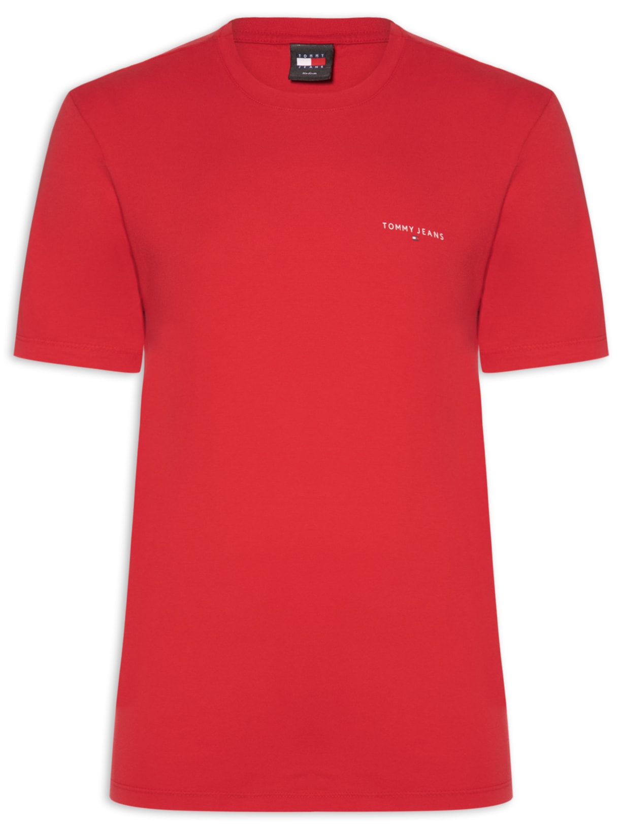 Camiseta Masculina Básica Regular Fit Linear Chest Em Algodão - Vermelho