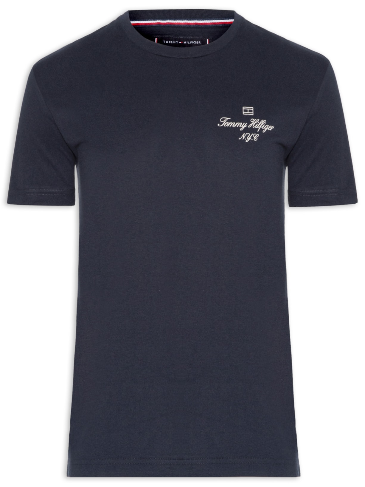 Camiseta Masculina Básica Regular Fit Outline Flag Em Algodão - Azul