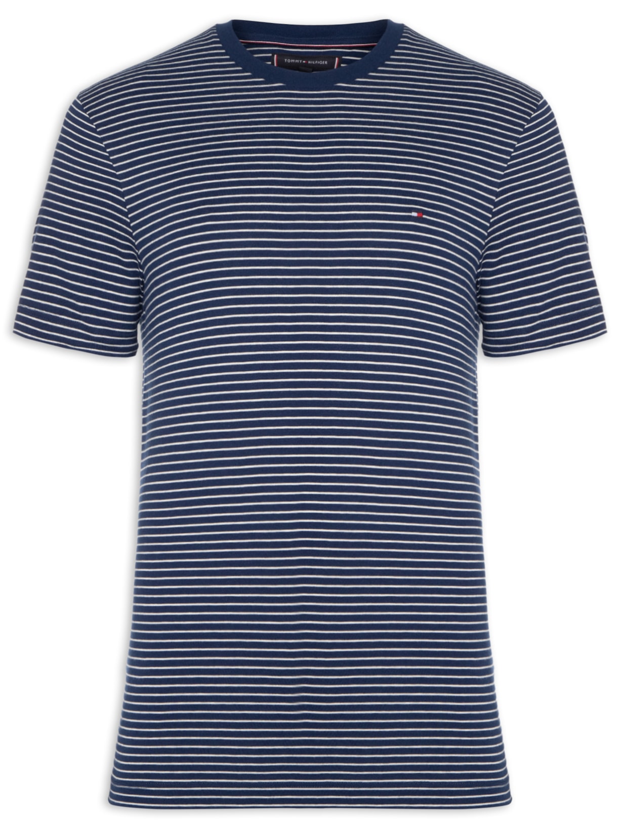 Camiseta Masculina Básica Regular Fit Stripped Em Algodão - Azul