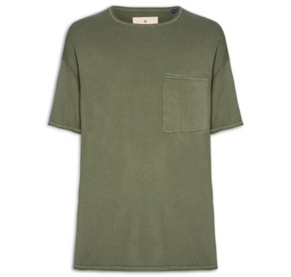 Camiseta Masculina Básica Relaxed Fit Com Bolso - Verde