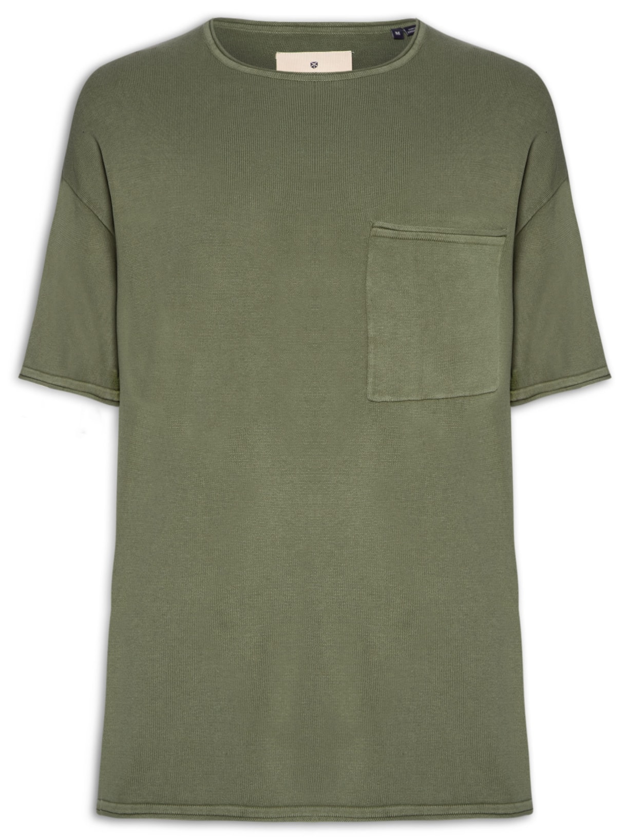 Camiseta Masculina Básica Relaxed Fit Com Bolso - Verde