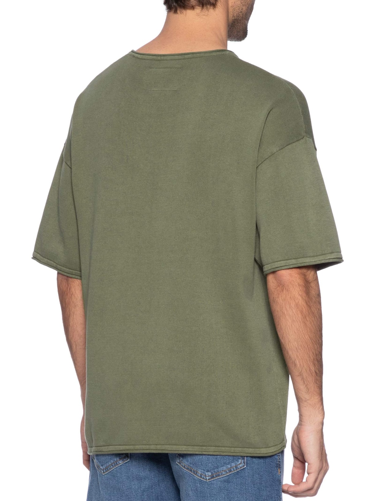 Camiseta Masculina Básica Relaxed Fit Com Bolso Verde Jack & Jones