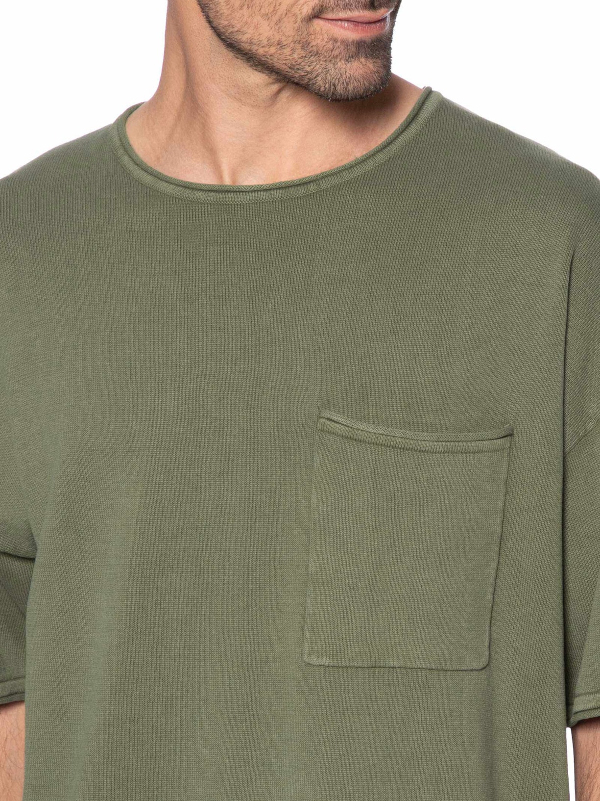 Camiseta Masculina Básica Relaxed Fit Com Bolso Verde Jack & Jones