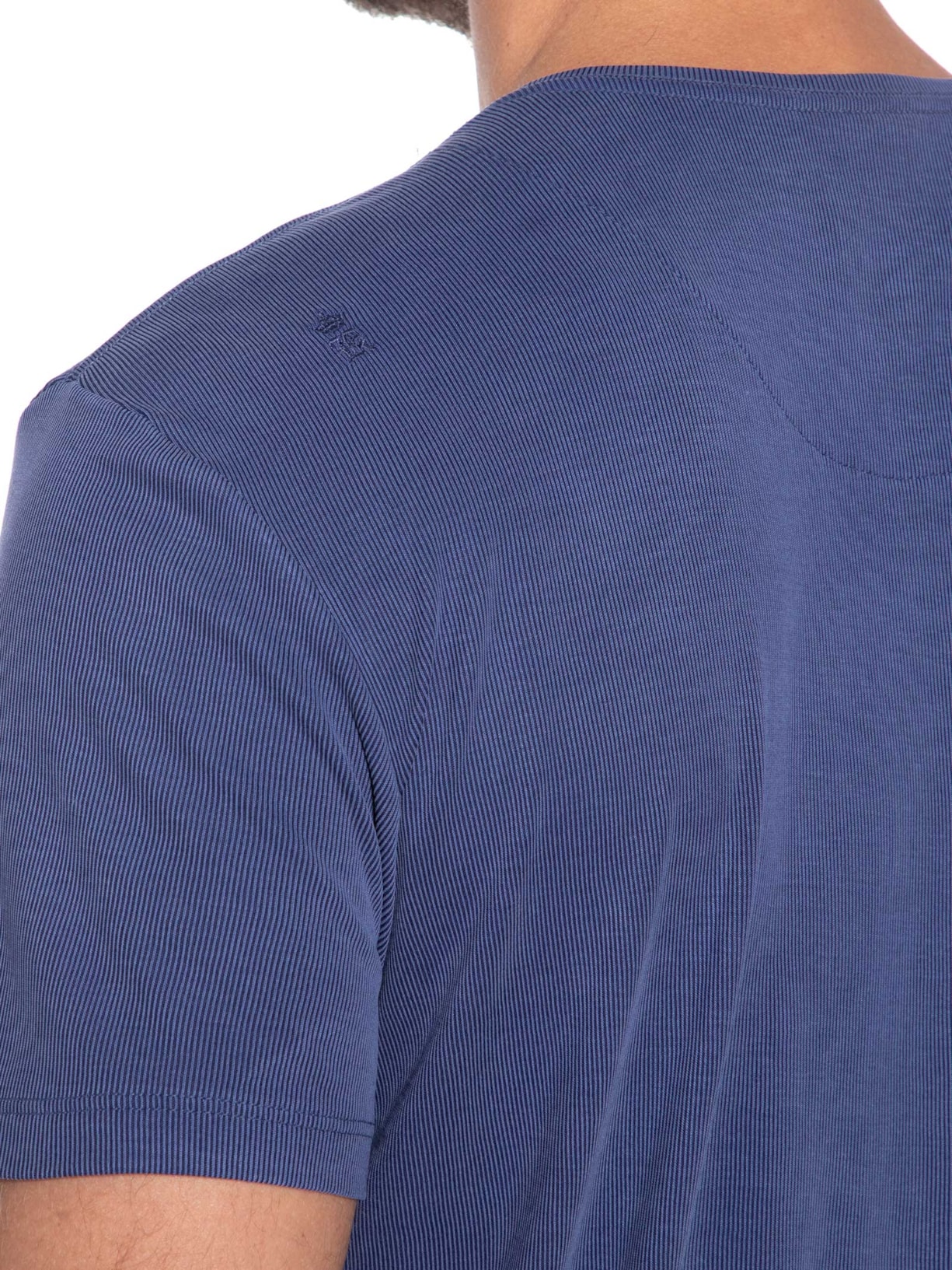 Camiseta Masculina Básica Slim Canelado Gola Careca Azul Sergio K