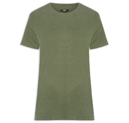 Camiseta Masculina Básica Slim Canelado Gola Careca - Verde