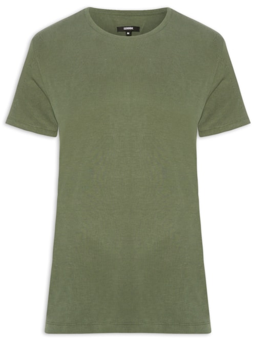 Camiseta Masculina Básica Slim Canelado Gola Careca - Verde