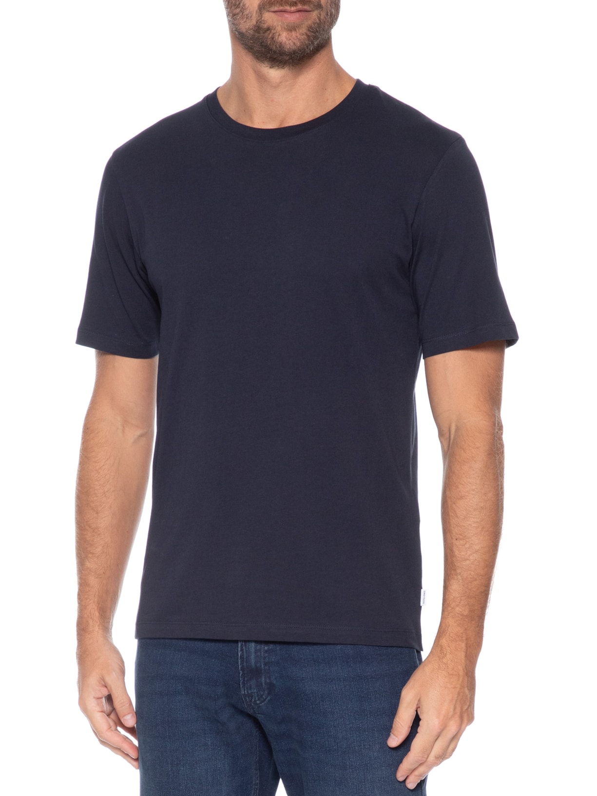 Camiseta Masculina Básica Slim Fit Algodão Orgânico Azul Jack & Jones