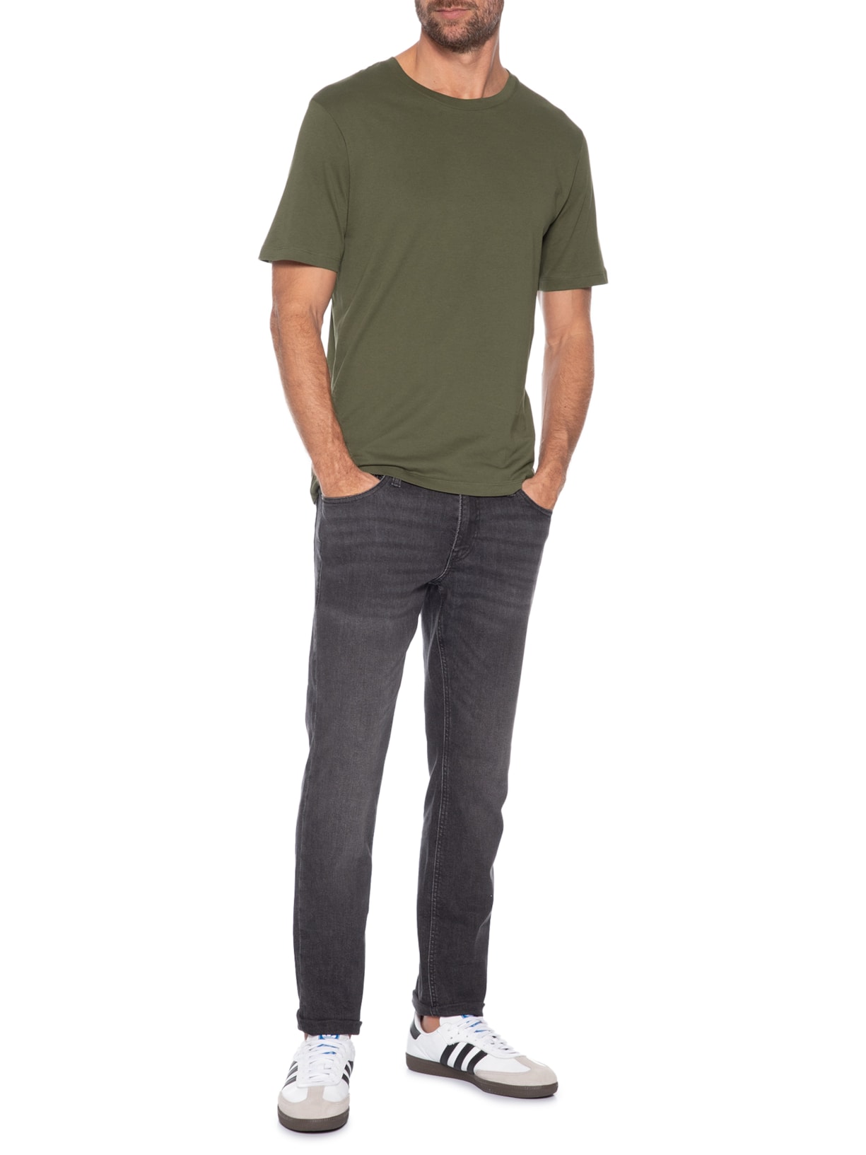 Camiseta Masculina Básica Slim Fit Algodão Orgânico Verde Jack & Jones